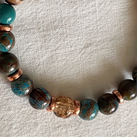 Sea Jasper, Copper and Crystal Healing Bracelet. - Picture 2 of 5
